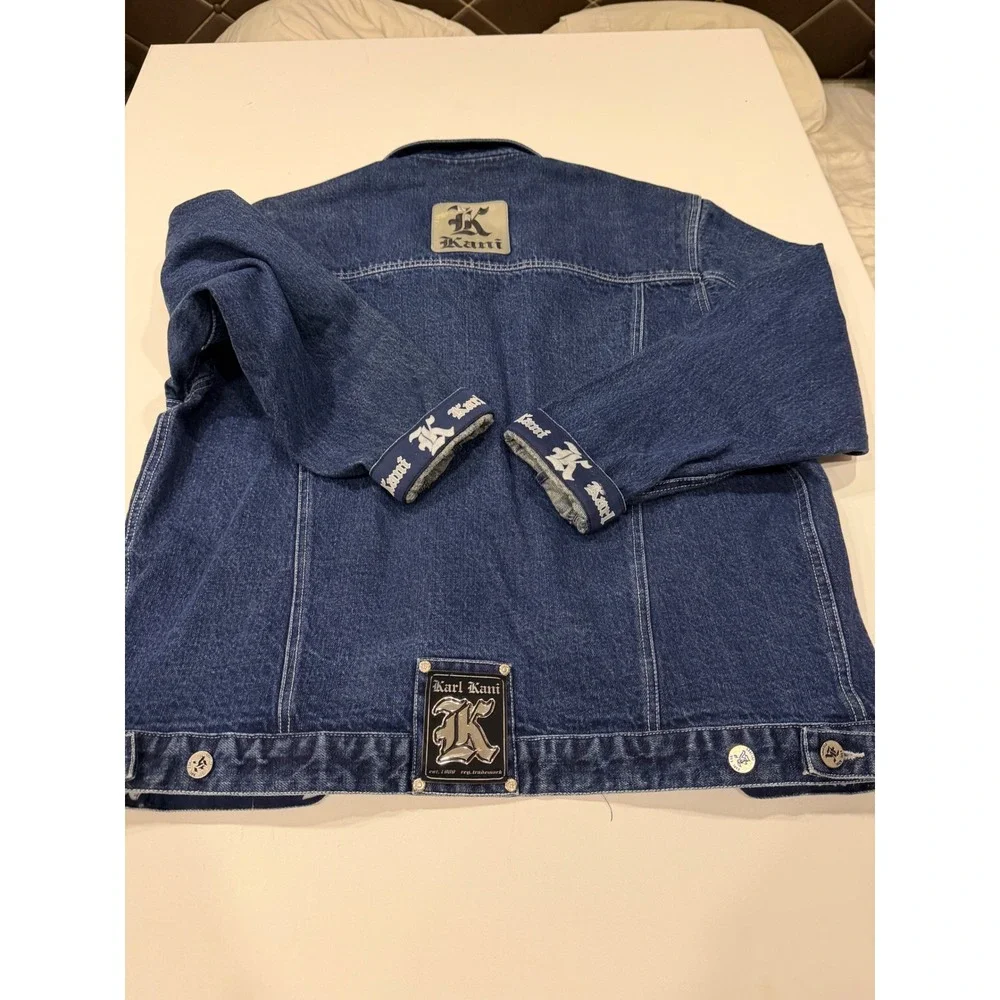 Vintage Karl Kani Denim Jacket L Embroidered Baggy Hip Hop Rap Y2K Rare